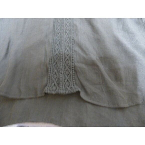 Style & Co Lace-Yoke Handkerchief-Hem Top, Olive Spring, XS - Picture 5 of 7
